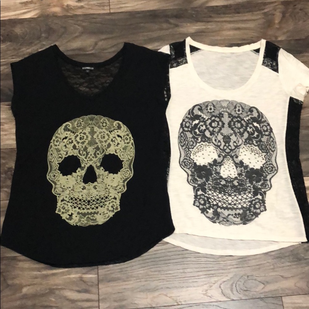 TWO Express Lacey Skull Shirts size small